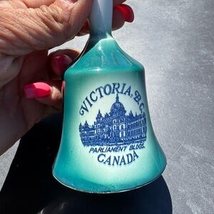 Victoria B.C. Canada Souvenir Bell - Teal and White